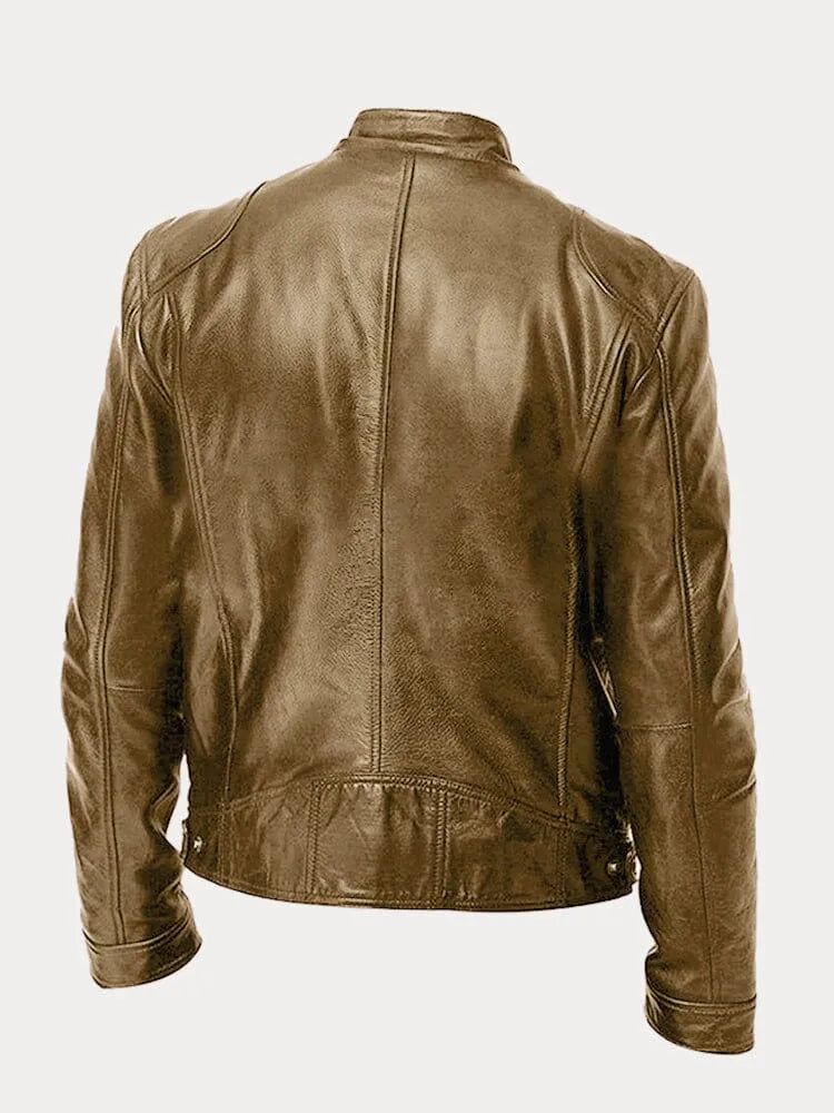 Veste en cuir noire Danoir Paris pour femme, style élégant avec détails sophistiqués, vue de face sur un mannequin.