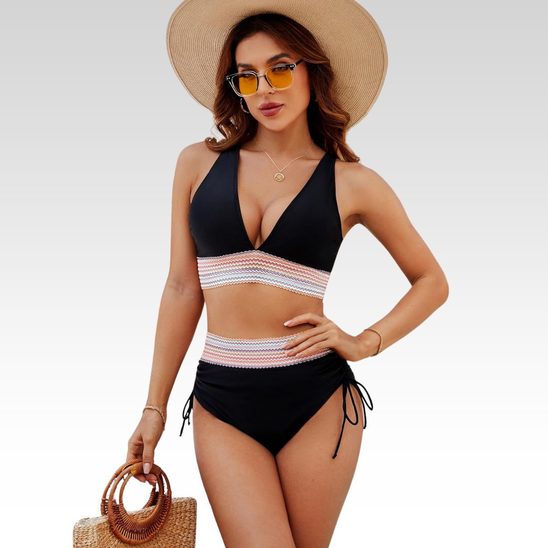 Bikini sculptant et élégant Élora de Danoir Paris, en noir, avec design moderne et détails sophistiqués.