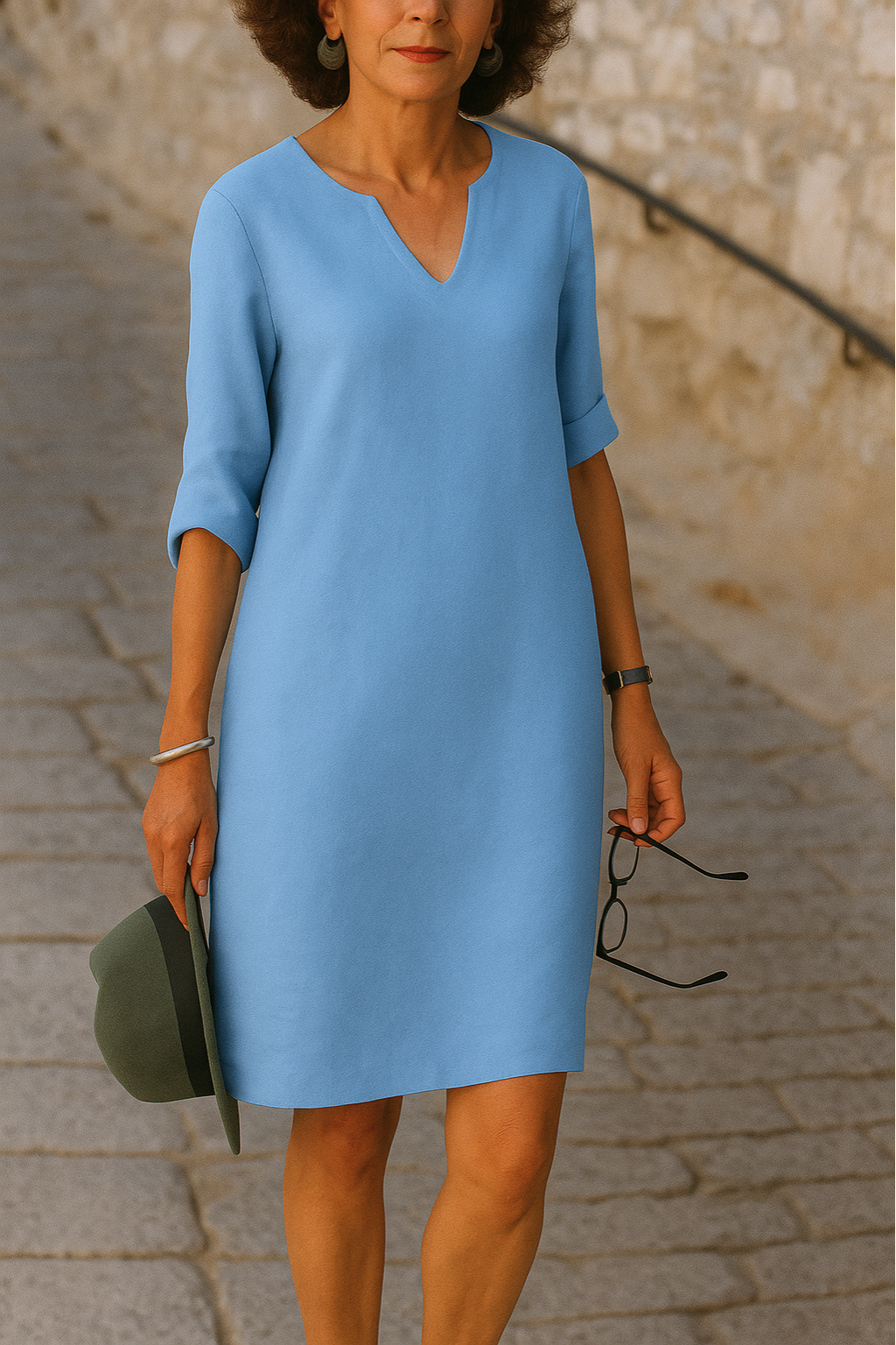 Robe élégante Lisette de Danoir Paris avec encolure en V, tissu noir sophistiqué et coupe fluide pour une allure chic.