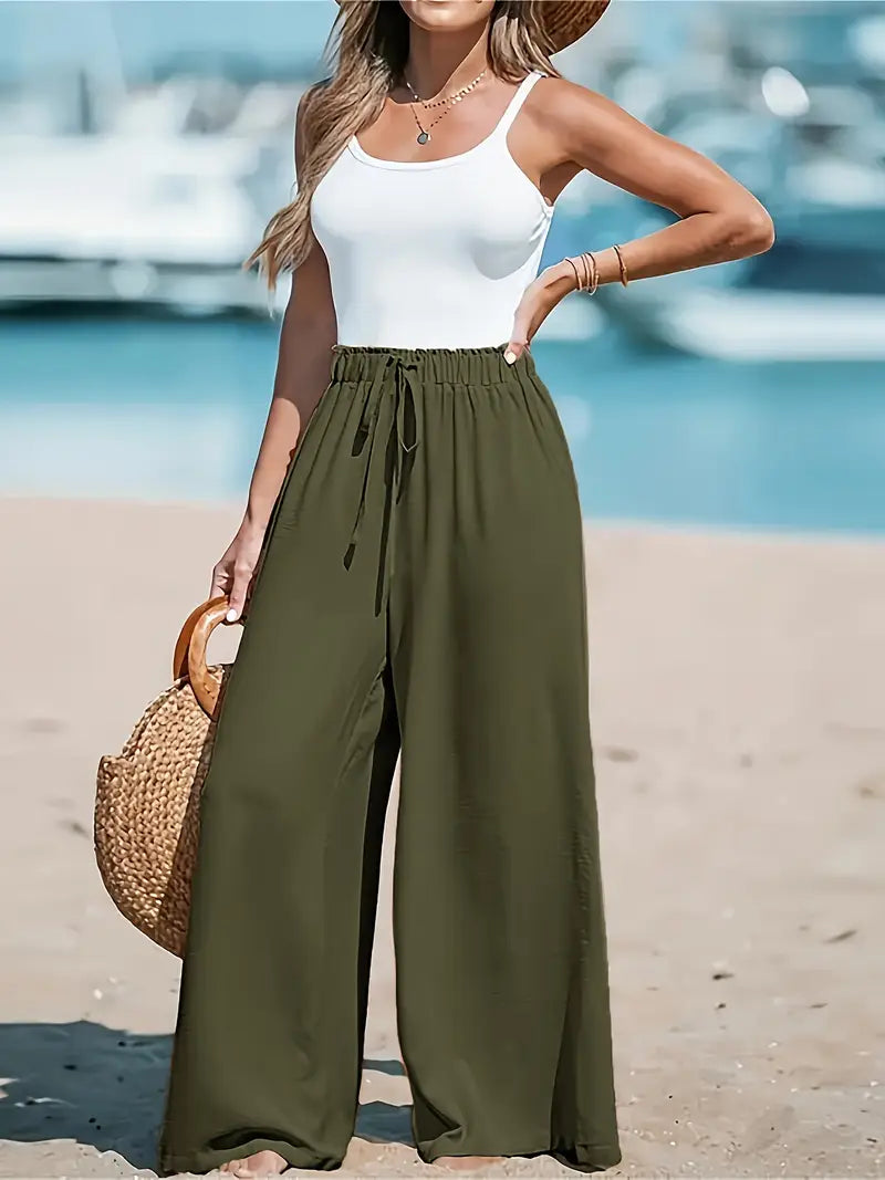 Pantalons taille haute élégants Liv de Danoir Paris en noir, vue de face sur un fond neutre.