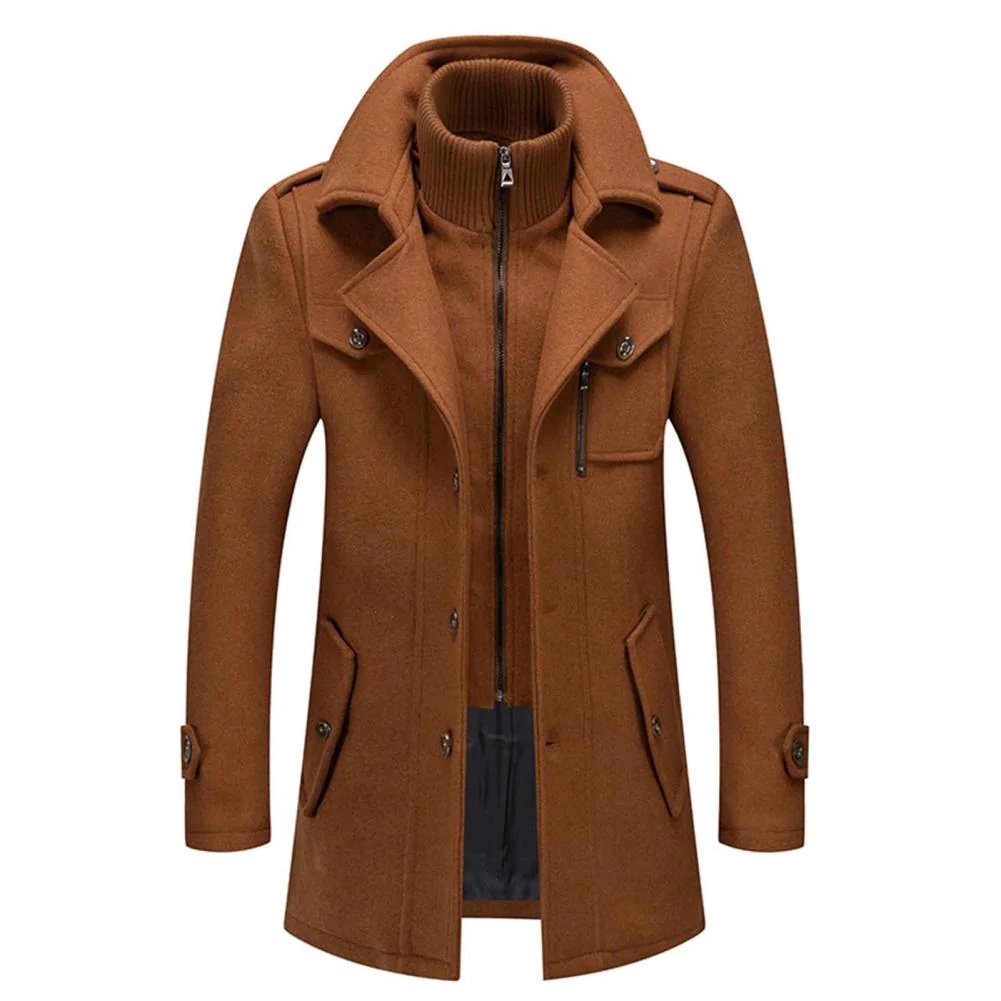 Manteau homme Danoir Paris Élite en noir, coupe élégante, tissu chaud, porté sur un mannequin blanc.