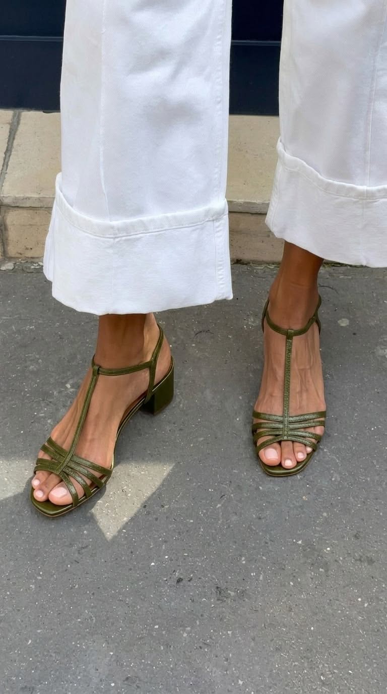 Sandales dorées Allegra Danoir Paris, élégantes et confortables pour un style quotidien chic, visibles en gros plan.