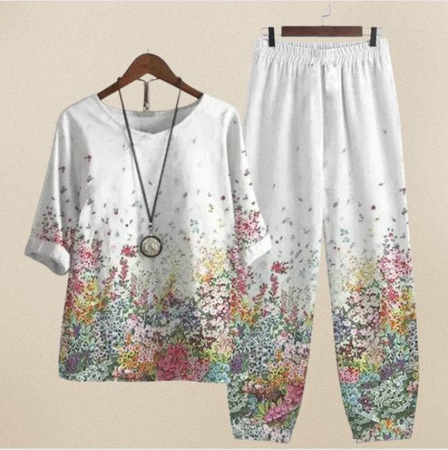 Ensemble chemise et pantalon vert Lilou de Danoir Paris, vêtement confortable et chic pour un look élégant.