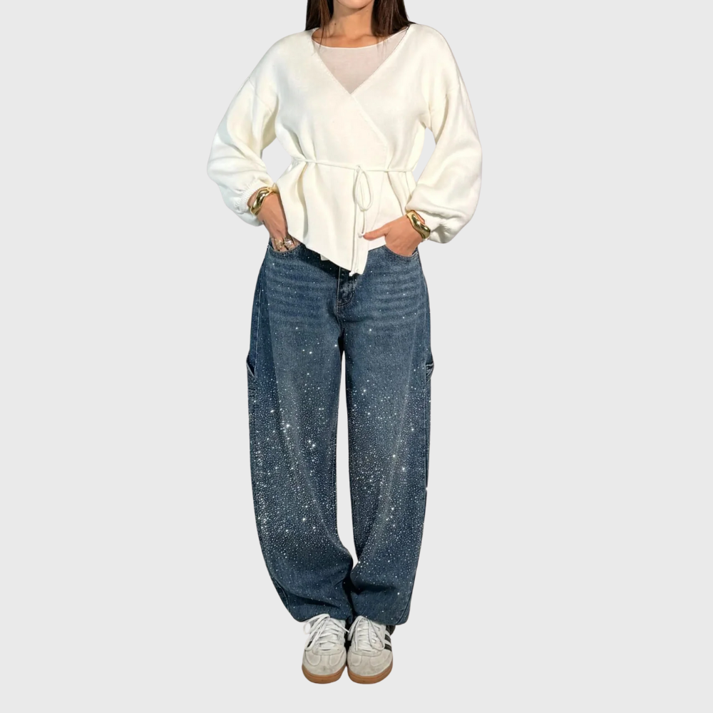 Pantalon balloon élégant Alice™ de Danoir Paris, coupe fluide et tendance, porté sur un mannequin.