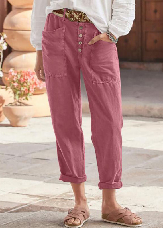 Pantalon élégant rose Danoir Paris Lise, pantalon en tissu fluide, vue de face sur un fond neutre.