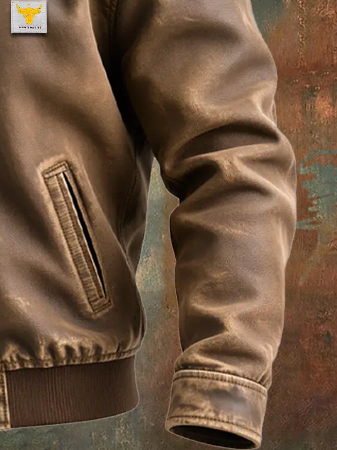 Veste en cuir vieilli marron de maison Clément Paris, coupe classique, fabriquée par Danoir Paris, pour un style élégant et intemporel.