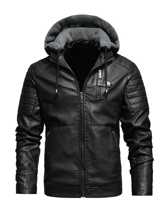 Veste zippée en effet cuir avec capuche doublée de la marque Danoir Paris, couleur camel, pour un style élégant et décontracté