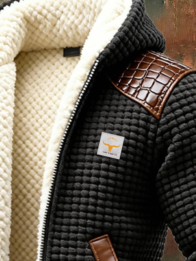 Veste texturée Danoir Paris avec finitions en cuir embossé, style élégant et sophistiqué, vue de face sur fond neutre.