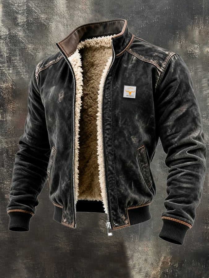 Veste vintage Danoir Paris avec doublure Sherpa noire, style chaud et tendance, pour un look élégant et confortable.