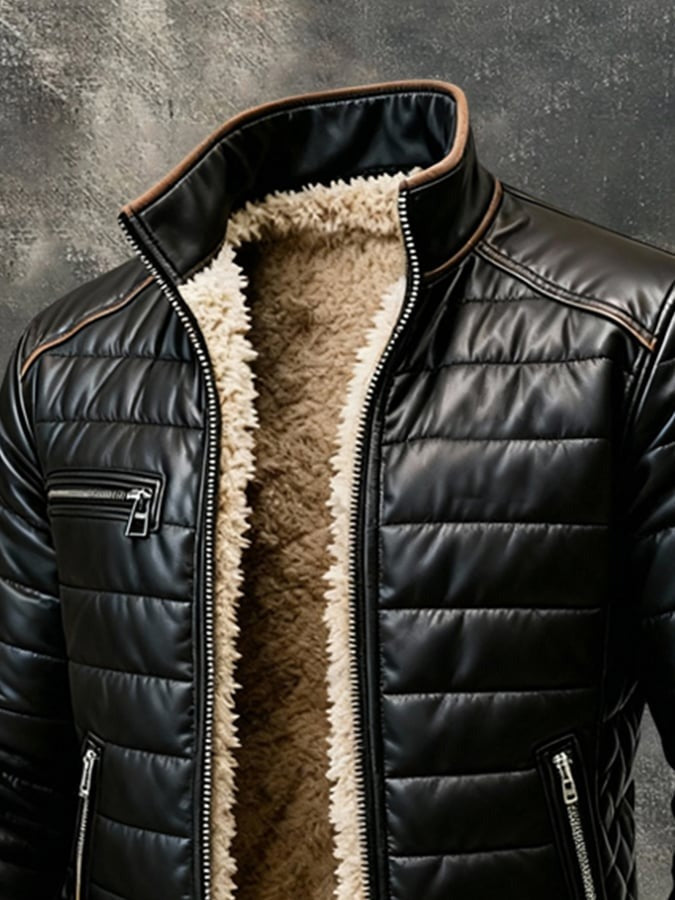 Veste matelassée noire Danoir Paris avec doublure sherpa, veste élégante et chaude pour l'hiver.