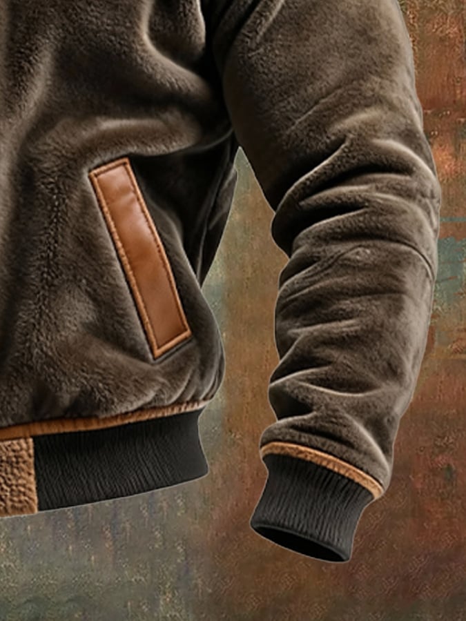 Veste chaude en velours et cuir doublée en polaire de la marque Danoir Paris, style élégant et confortable.