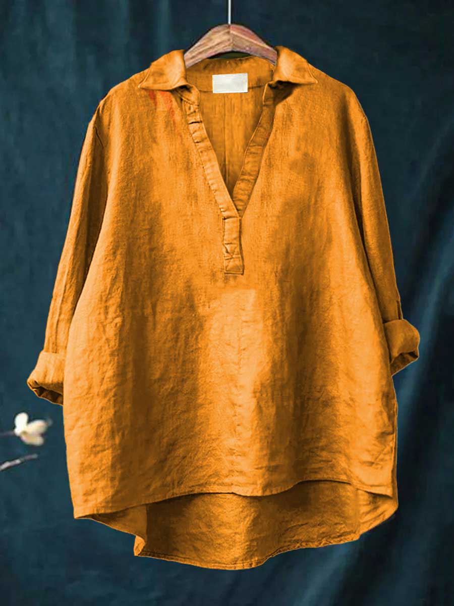 Blouse d'été en lin rose poudré Andrea de Danoir Paris, élégante et légère pour la saison chaude.