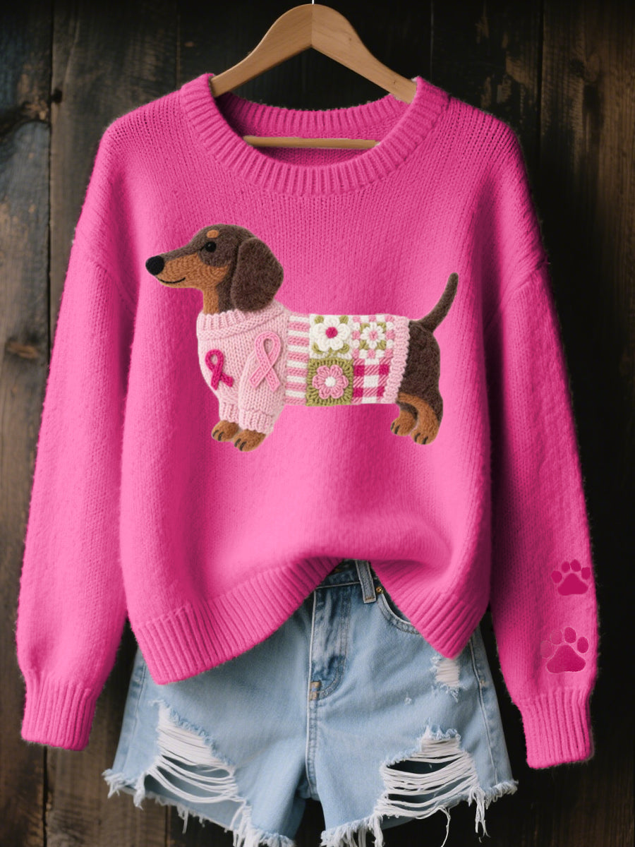 Pull Danoir Paris en laine avec motif Teckel, doux et chaud, pour femme.