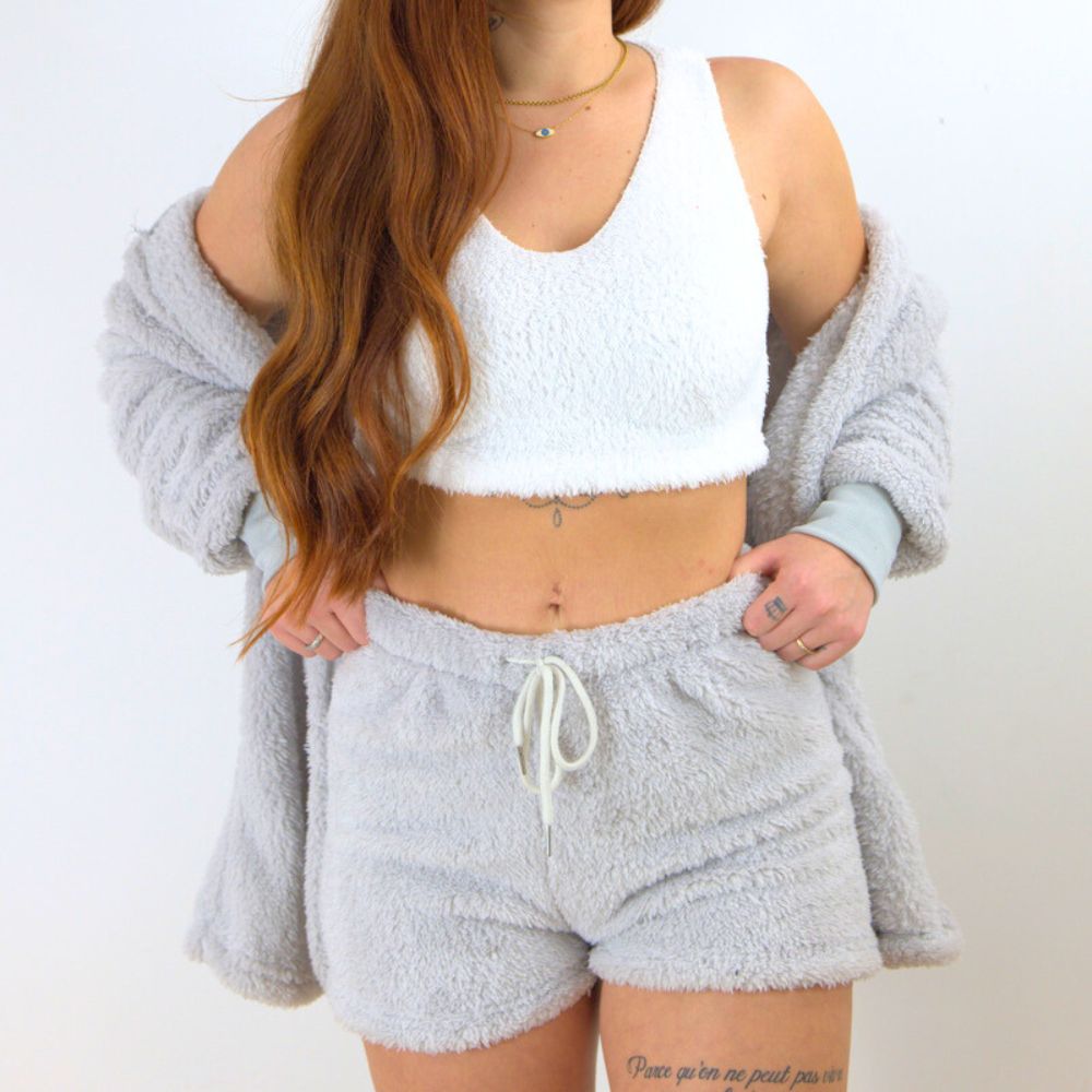 Pyjama court Danoir Paris Misscocoon en coton rose avec motifs floraux, doux et confortable pour femmes.