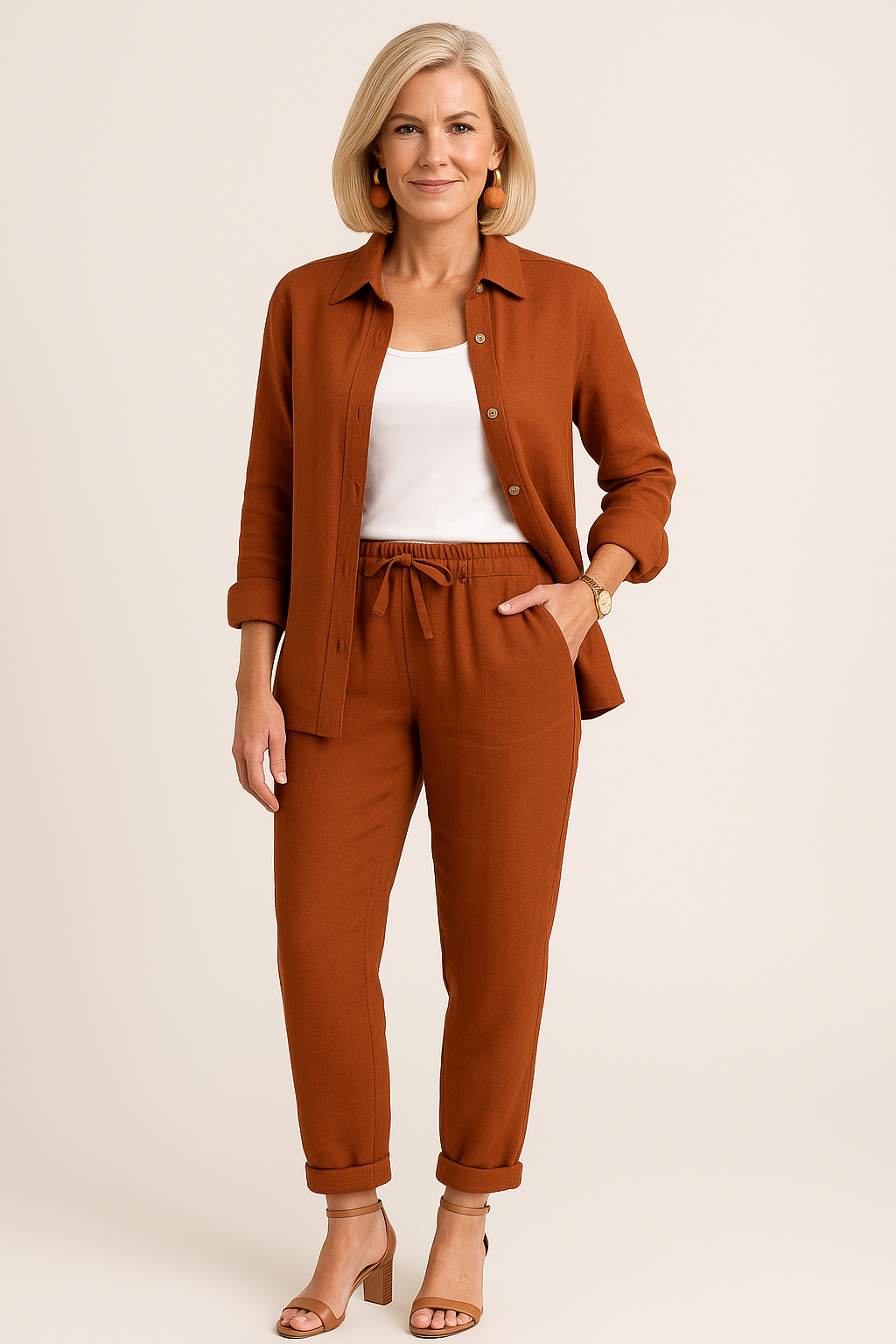 Ensemble chic décontracté Perriane signé Danoir Paris, robe rose élégante et confortable, parfait pour un look sophistiqué décontracté.