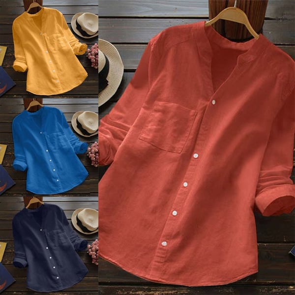 Chemise ample élégante Vera de Danoir Paris en tissu rouge brique, vue de face, style sophistiqué et confort moderne.