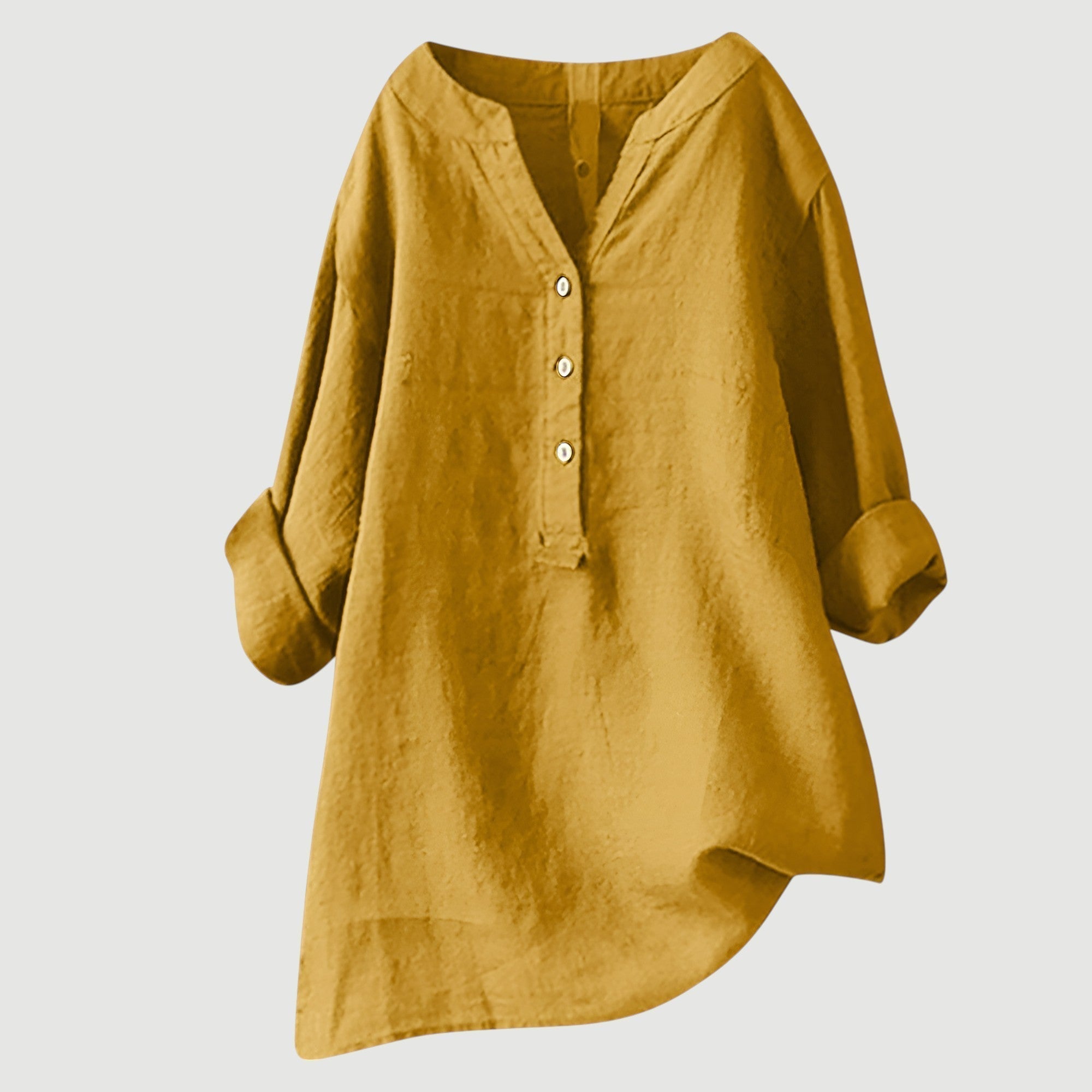 Chemise légère et confortable Freja de Danoir Paris en tissu rouge pastèque avec boutons, vue de face.