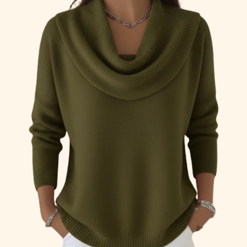 Pull doux à col bénitier Victoire™ de Danoir Paris en rouge, vue de face, en maille confortable et élégante.