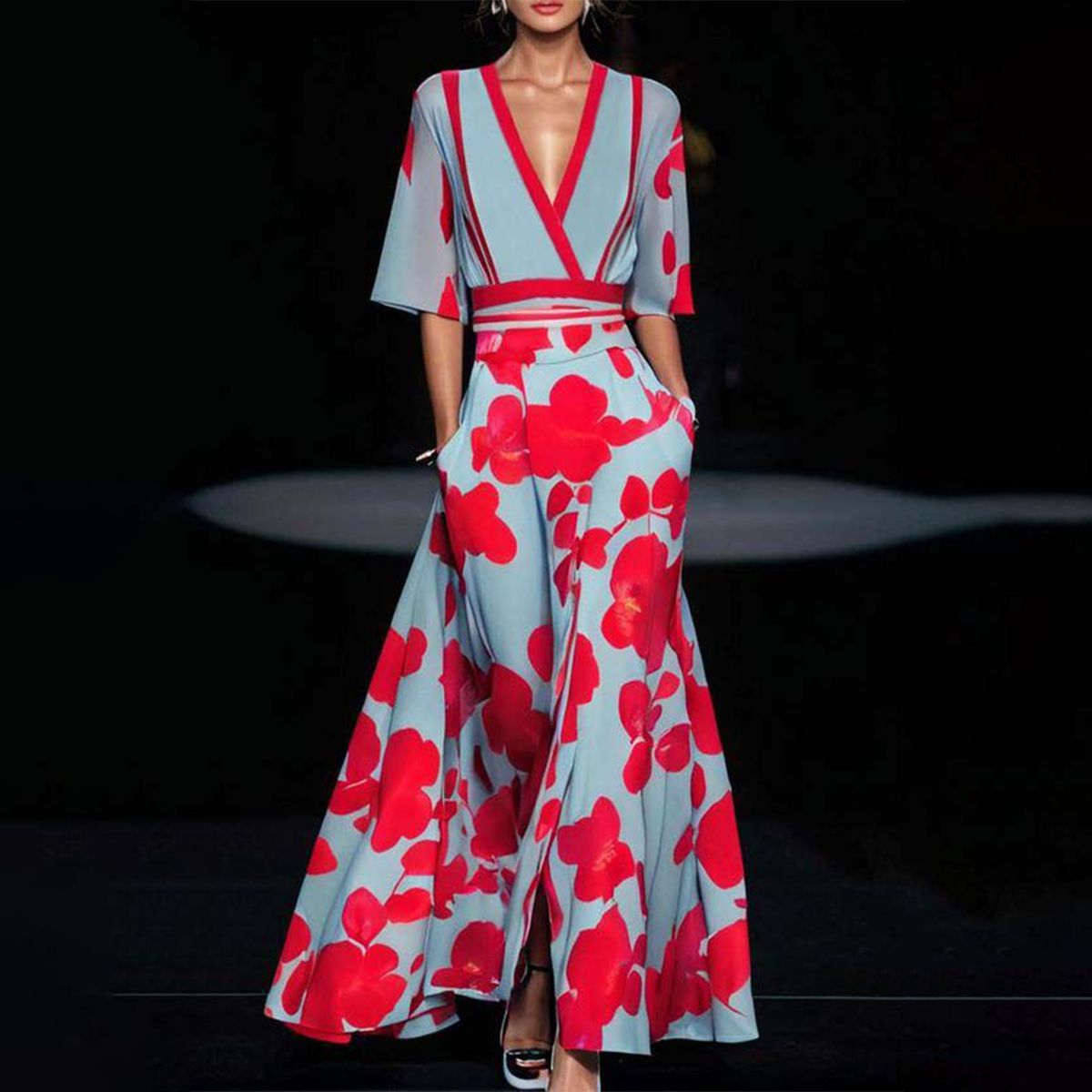 Robe élégante sans manches Alicia de Danoir Paris, tissu fluide et coupe sophistiquée, portée en situation formelle ou festive.