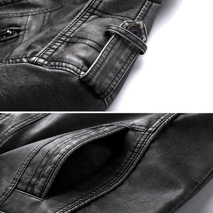 Veste en cuir noire Bonanza de Danoir Paris, tissu élégant, avec détails de couture visibles sur l'image.