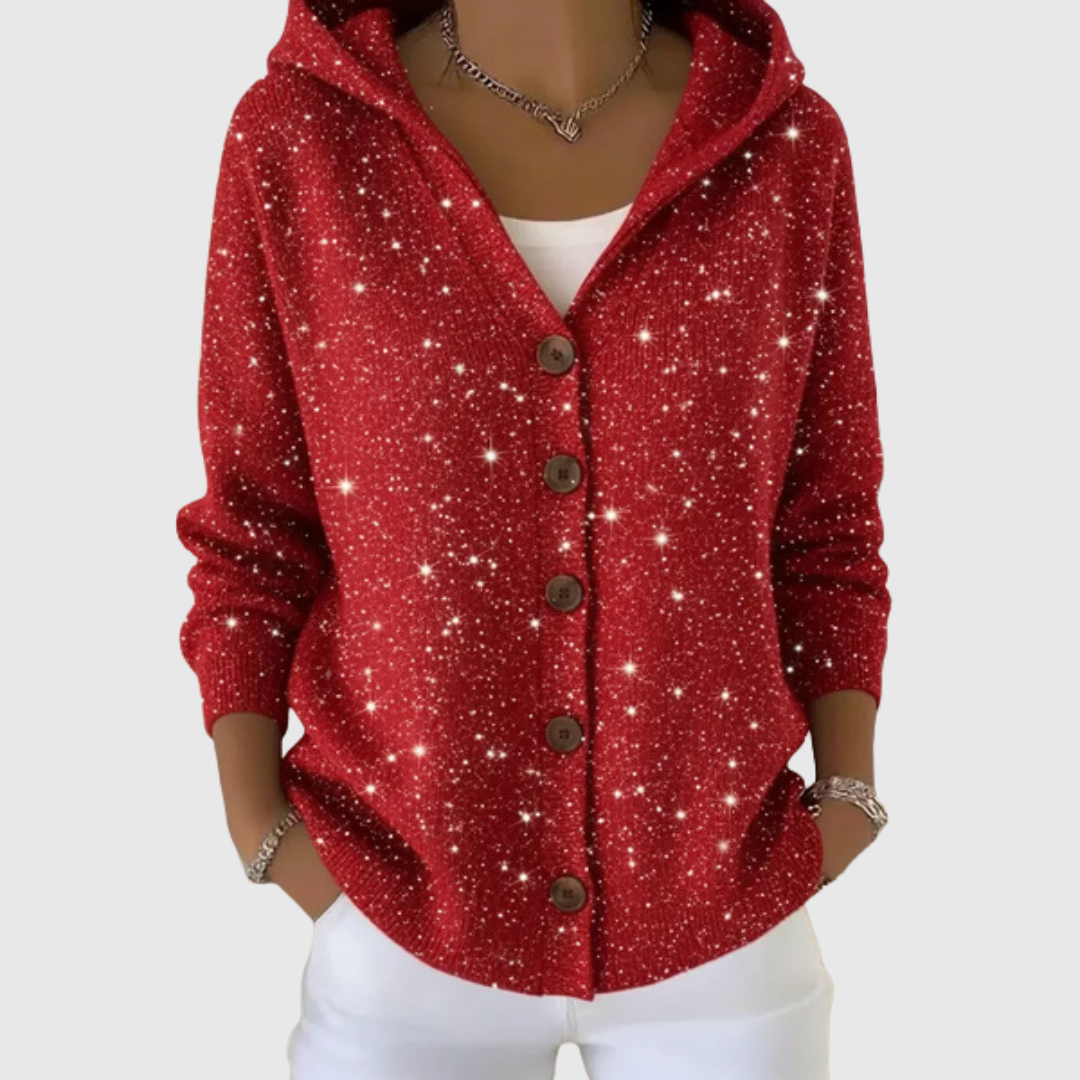 Cardigan Danoir Paris en maille confortable avec capuche, parfait pour un look décontracté et chaud.