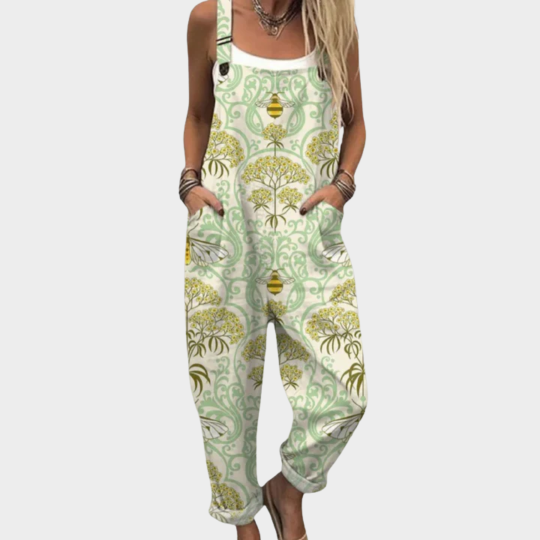 Combinaison de travail imprimée Danoir Paris, vêtement professionnel avec motifs colorés, vue de face.