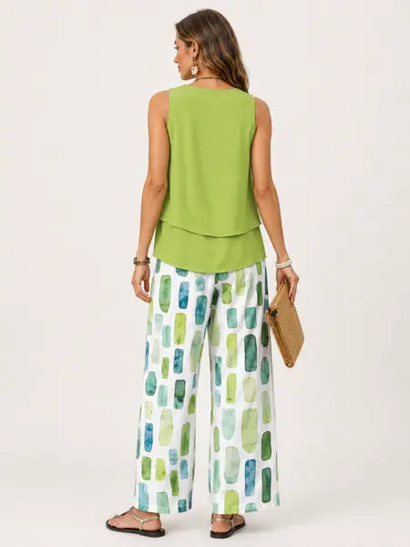 Ensemble Lizzy Fresco Prato de Danoir Paris avec chemise et pantalon en coton léger, style décontracté et élégant.
