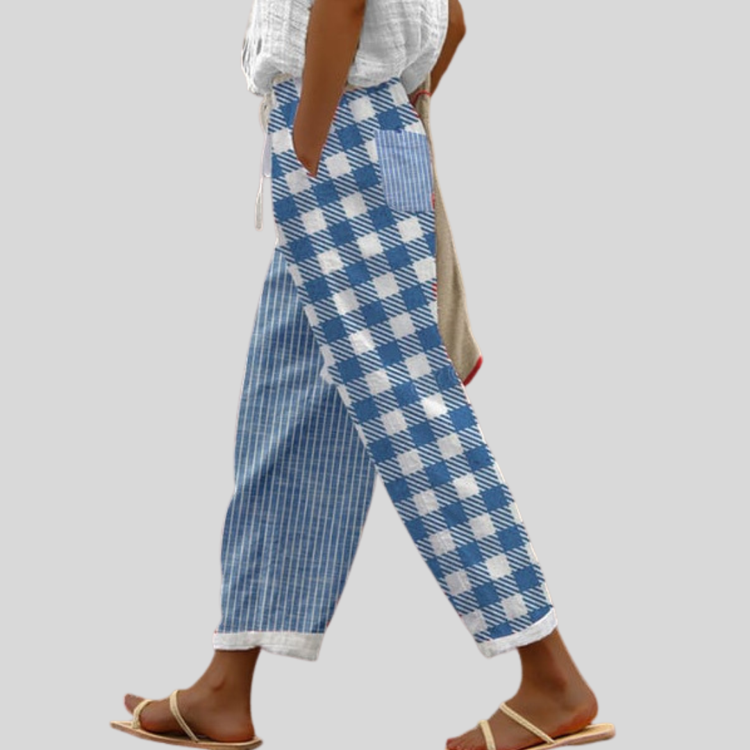 Pantalons casual quotidiens Danoir Paris en tissu confortable, vue rapprochée sur la texture et la coupe décontractée.