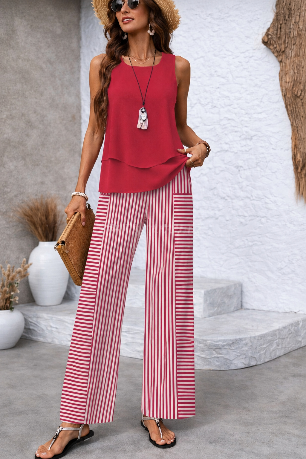 Ensemble Riviera à rayures Rosavienne de Danoir Paris, vêtement élégant avec motif rayé pour femmes.