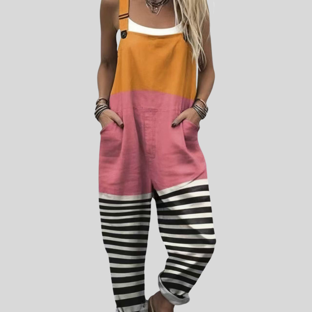 Salopette légère et joyeuse de Danoir Paris, tissu confortable, design coloré et décontracté pour un style estival.