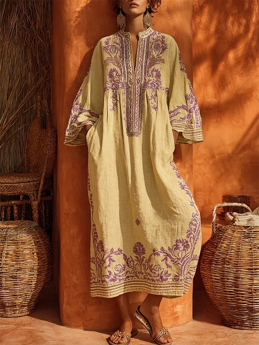 Robe longue méditerranéenne Elena™ de Danoir Paris en vert sauge, tissu léger et fluide, idéale pour l'été et les occasions décontractées.