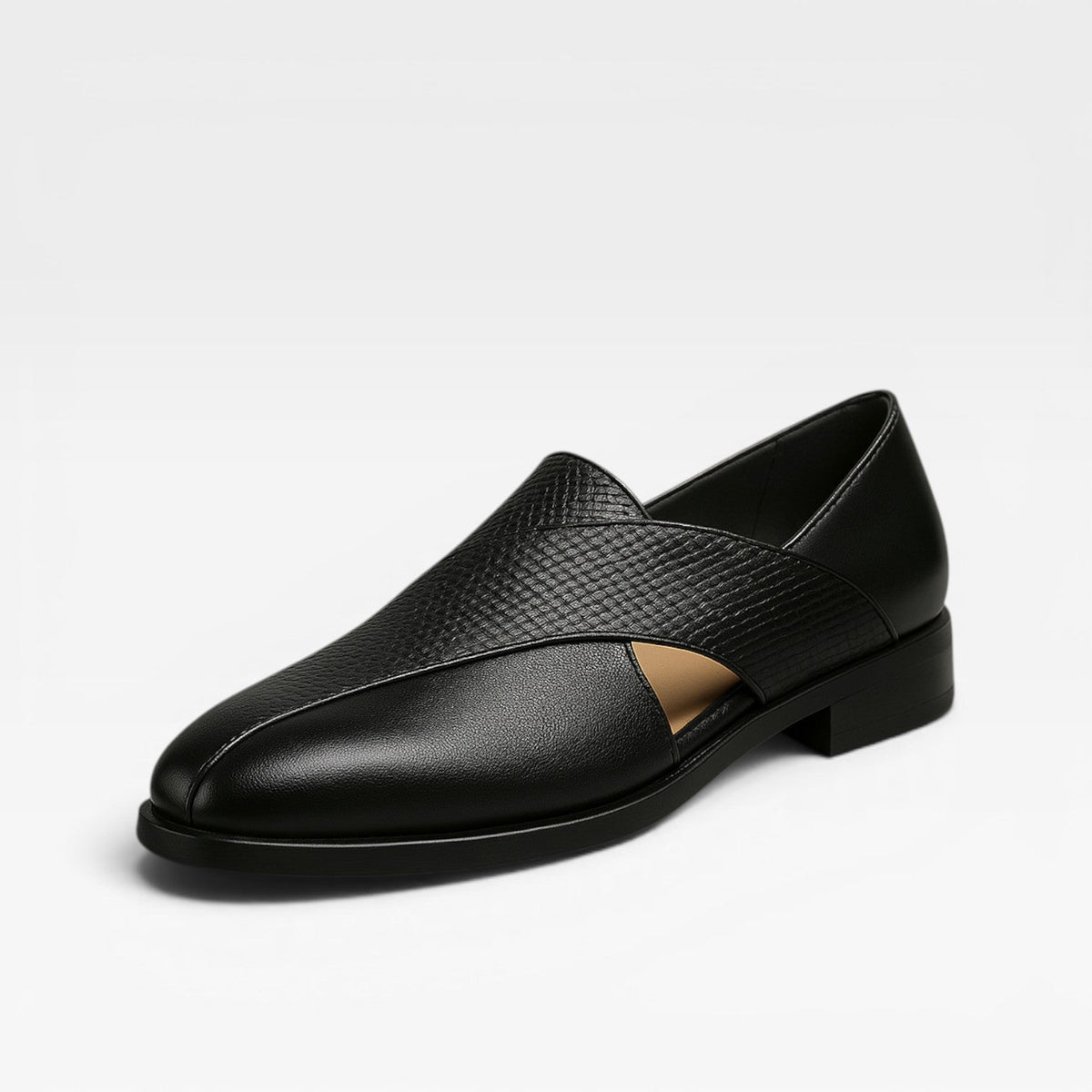 Mocassins en cuir véritable Danoir Paris pour hommes, chaussures habillées classiques à enfiler avec bride croisée, couleur marron.