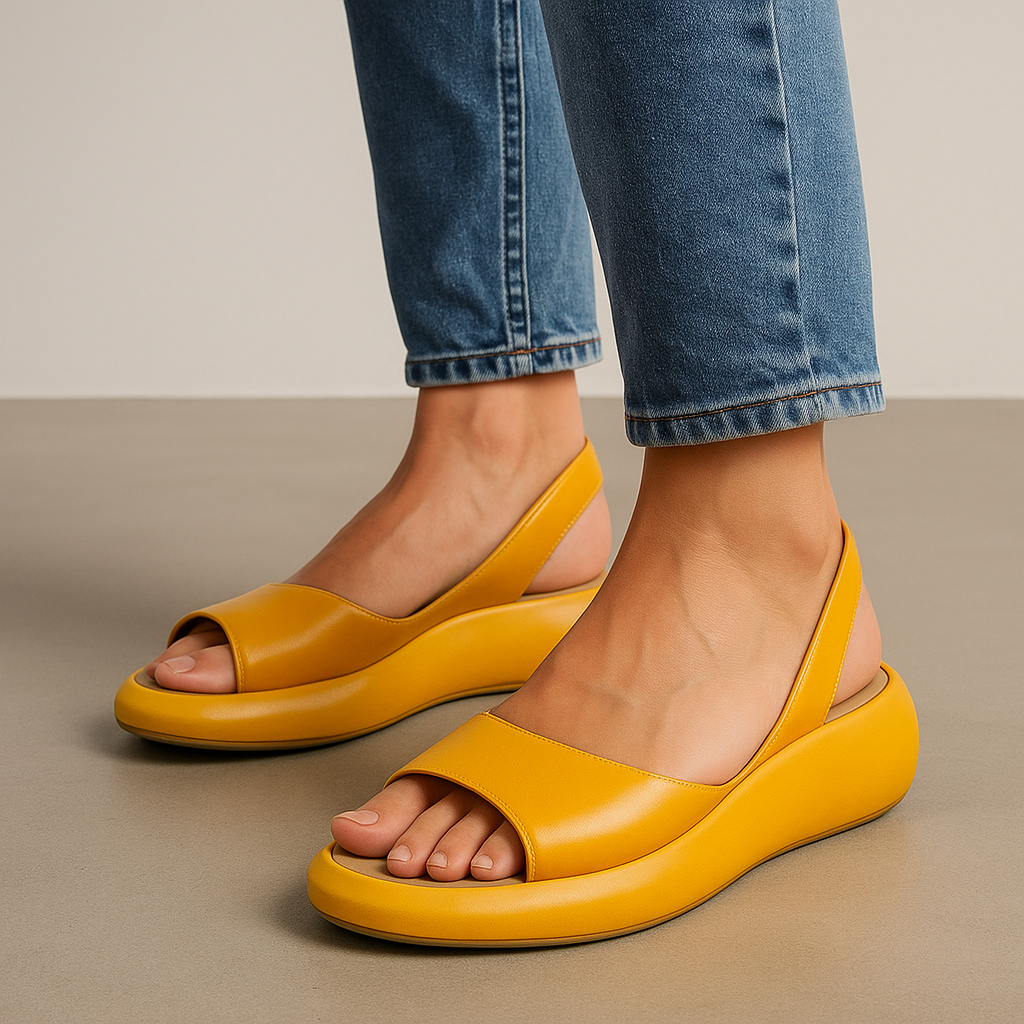 Sandales orthopédiques Avenelle™ Danoir Paris orange avec doublure rembourrée et semelle confortable, pour un maintien optimal.