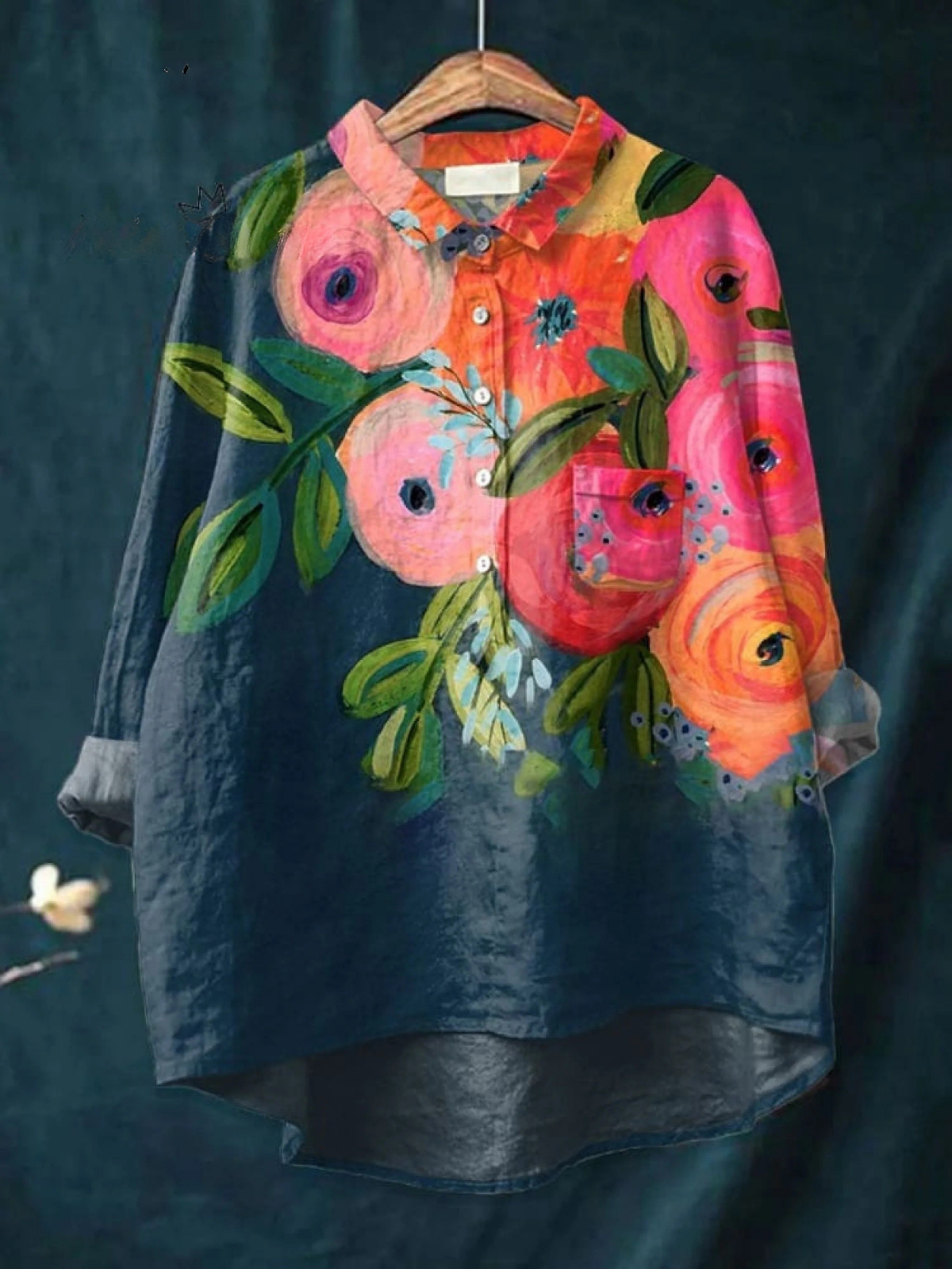 Chemise décontractée Danoir Paris Paige à motif floral multicolore, style chic et confortable pour femmes.