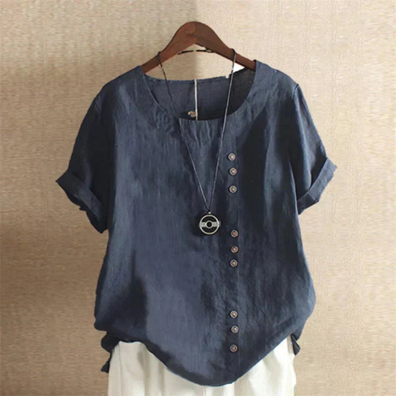 Chemise rose Danoir Paris Laura, blouse décontractée élégante avec col et manches longues, vue de face.