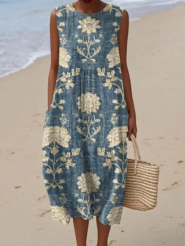 Robe midi sans manches Danoir Paris Charlotte, confortable, multicolore, parfaite pour un look élégant et décontracté.
