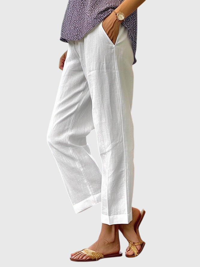 Pantalons d'été élégants pour femme Elaine™ de Danoir Paris, pantalon blanc léger pour femmes, style chic et confortable.