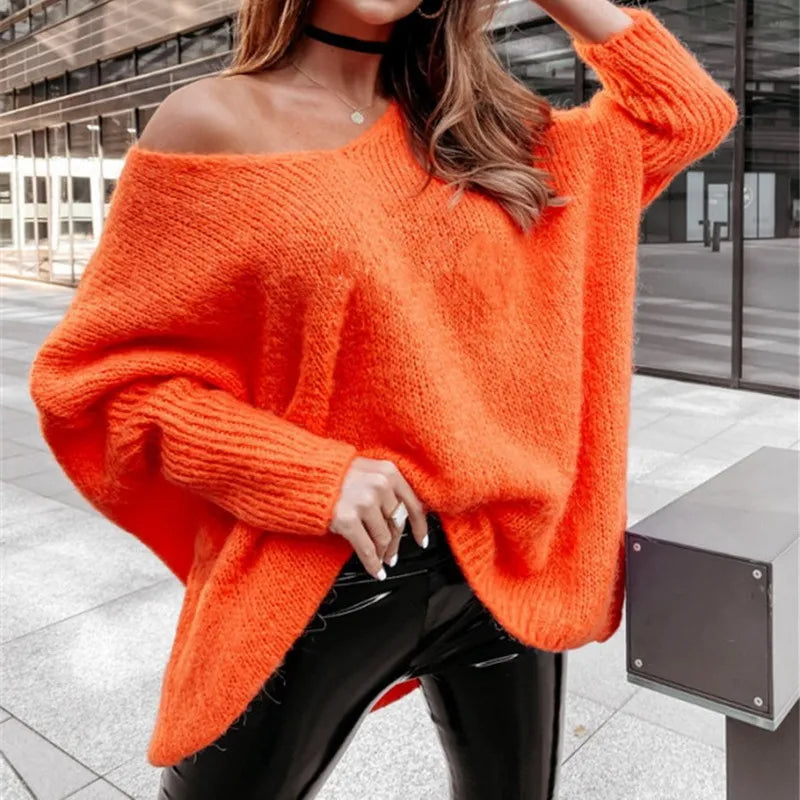 Pull oversize beige Danoir Paris Alizée, pull chic en laine, porté sur un mannequin, style décontracté et tendance.