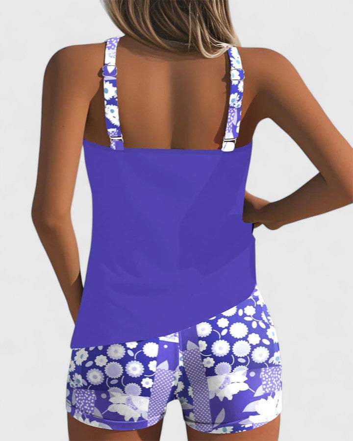 Maillot de bain violet Aurianna de Danoir Paris, maillot de bain confortable pour femmes, détail de la coupe et tissu.
