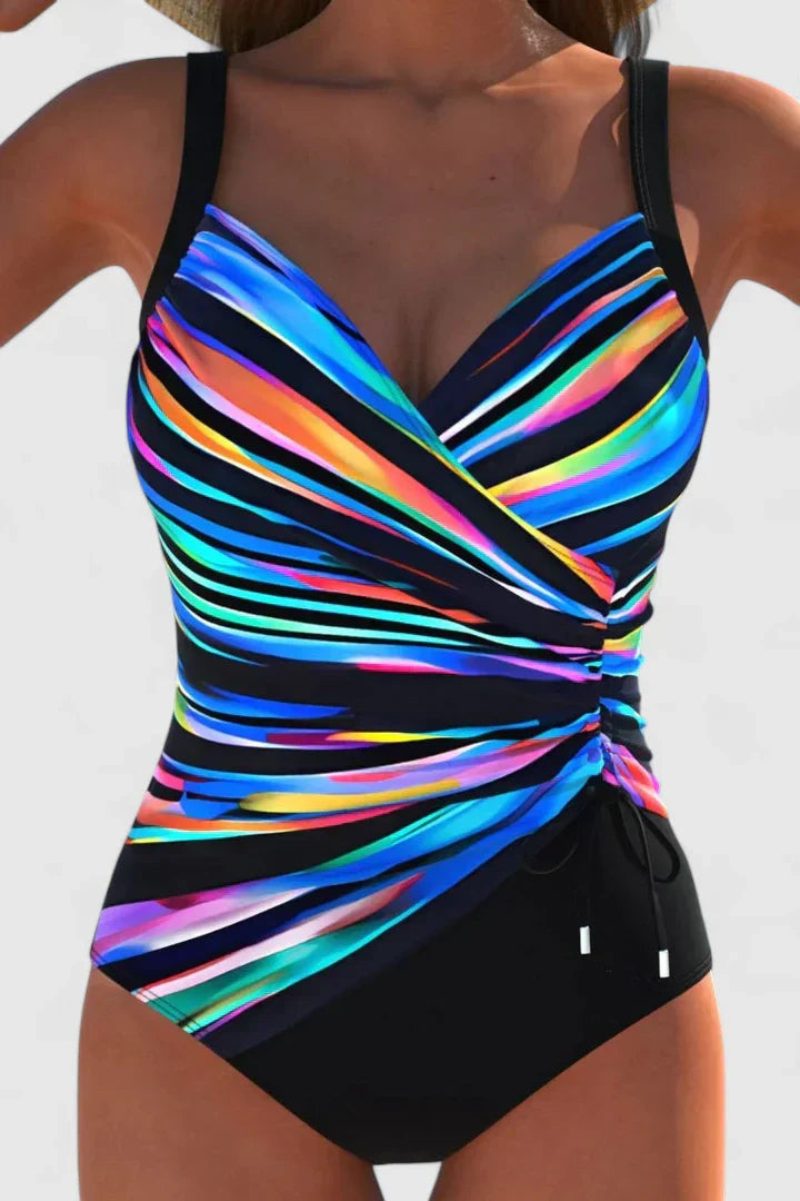 Maillot de bain élégant Danoir Paris Sorynelle rayé noir, swimwear féminin avec coupe raffinée et détails stylés.