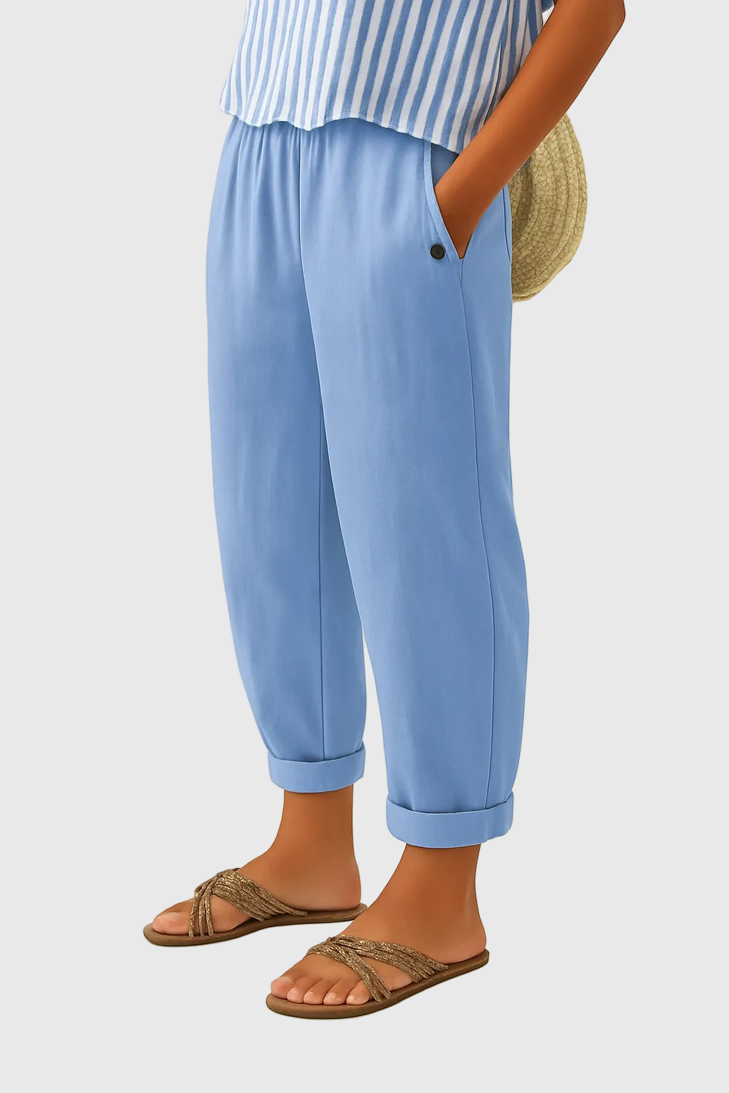 Pantalon blanc Danoir Paris Samantha, pantalon chic et confortable pour femmes, en tissu léger et élégant.