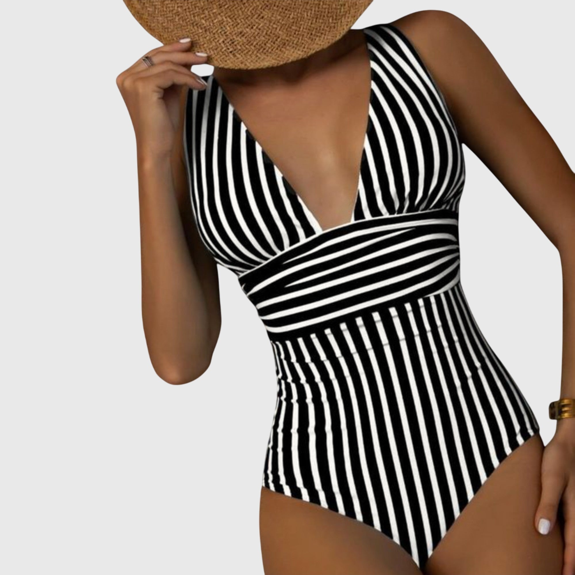 Maillot de bain turquoise Aurora de Danoir Paris, coupe ajustée, vue de face.