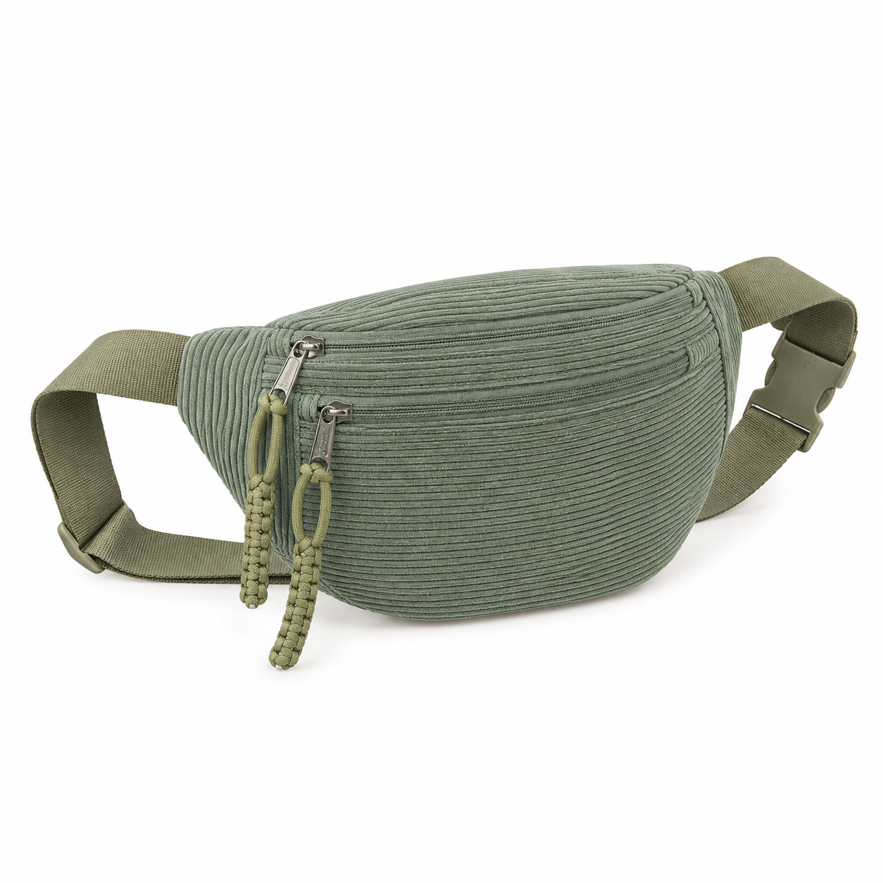Sac à bandoulière Danoir Paris Petra en velours côtelé vert, avec poignées et détails élégants pour femmes.