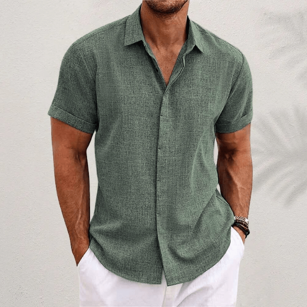 Chemise classique en lin verte Danoir Paris Varel, style élégant et respirant pour homme.
