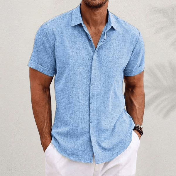 Chemise classique en lin verte Danoir Paris Varel, tissu léger et confortable pour un style décontracté et élégant.