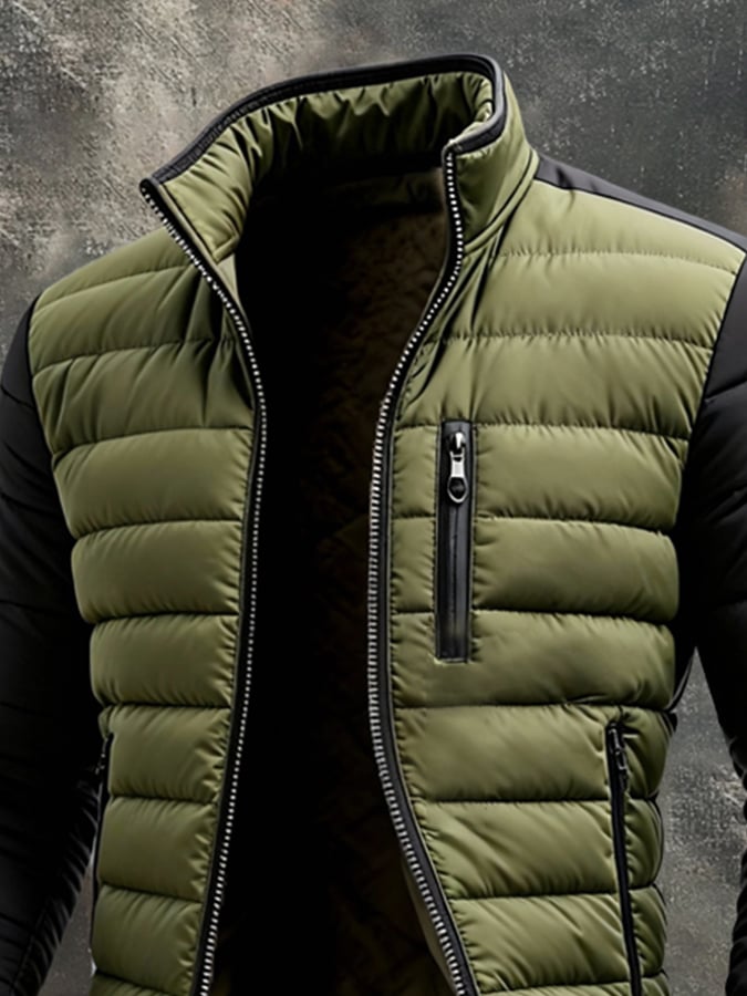 Veste décontractée Danoir Paris™ en vert foncé, portée, avec col et poches visibles, style décontracté et moderne.