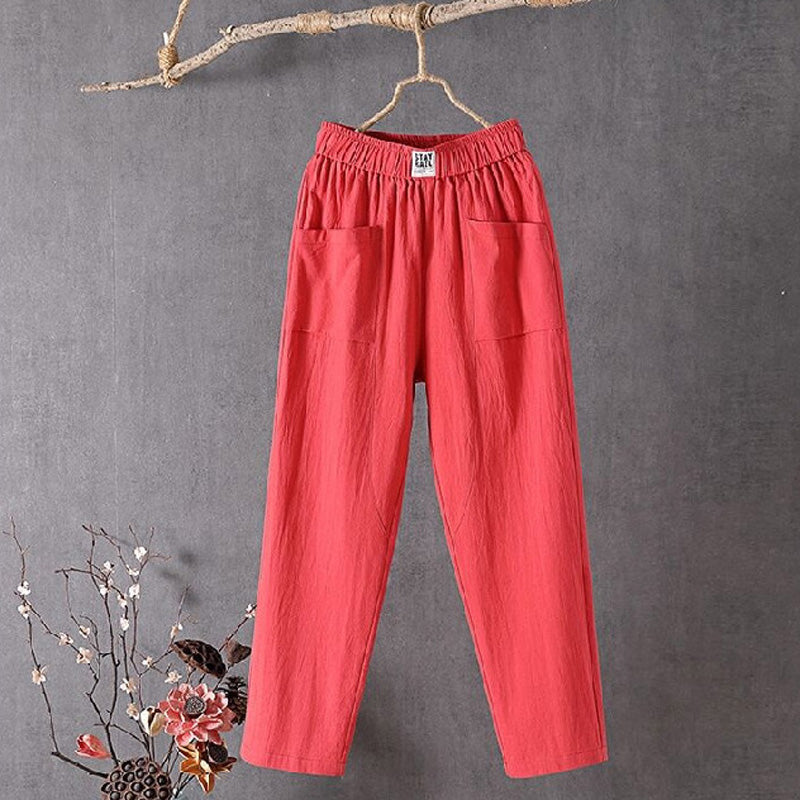 Pantalons relaxés Danoir Paris Alyra en vert avec poches, tissu confortable, style décontracté pour femmes.