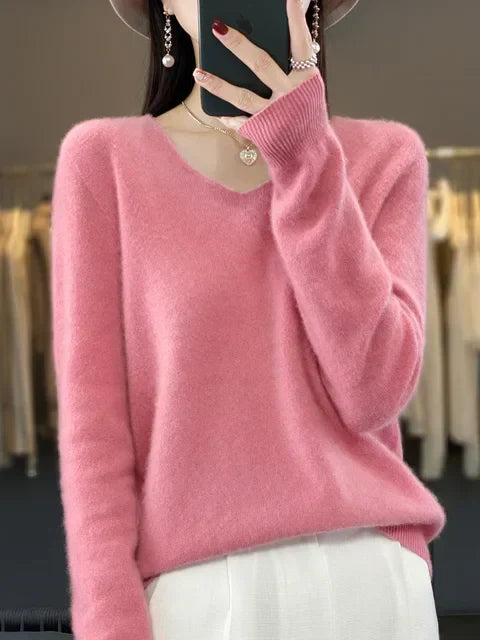 Pull douillet vert Danoir Paris Elena, élégant et confortable, avec un style sophistiqué, idéal pour l'hiver.