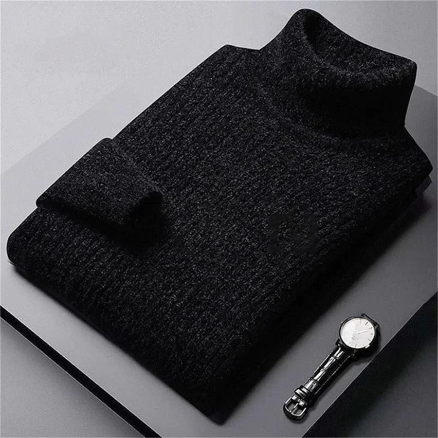 Pull col roulé Danoir Paris pour homme en vert, tissu doux et confortable, ajusté pour un style classique et élégant.