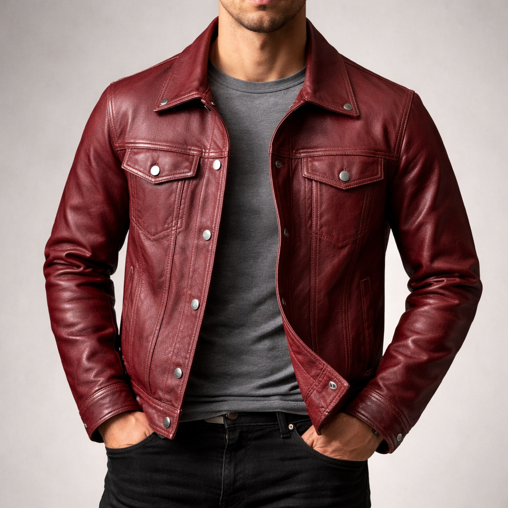 Veste rider pour homme Danoir Paris en vert, coupe ajustée, avec fermeture éclair et détails stylés.